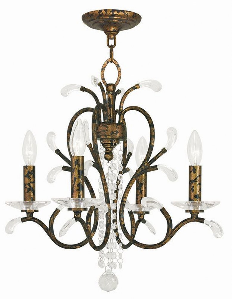 Livex Lighting-51004-71-Serafina - 4 Light Mini Chandelier in Serafina Style - 20 Inches wide by 19 Inches high Hand Applied Venetian Golden Bronze  Brushed Nickel Finish with Clear Crystal