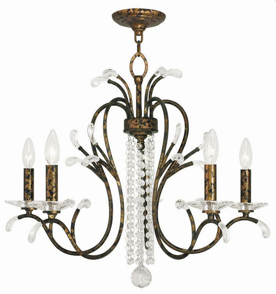 Livex Lighting-51005-71-Serafina - 5 Light Chandelier in Serafina Style - 26 Inches wide by 22 Inches high Hand Applied Venetian Golden Bronze  Brushed Nickel Finish with Clear Crystal