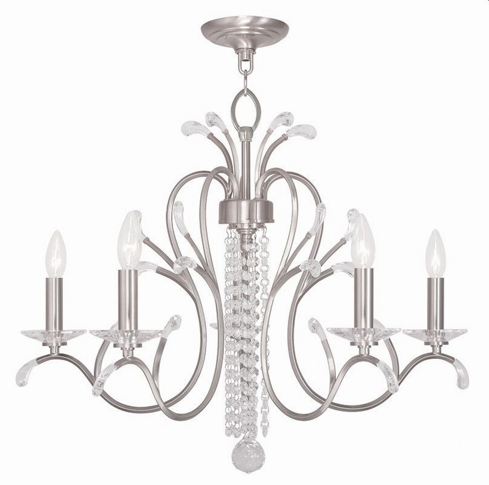 Livex Lighting-51005-91-Serafina - 5 Light Chandelier in Serafina Style - 26 Inches wide by 22 Inches high Brushed Nickel  Brushed Nickel Finish with Clear Crystal