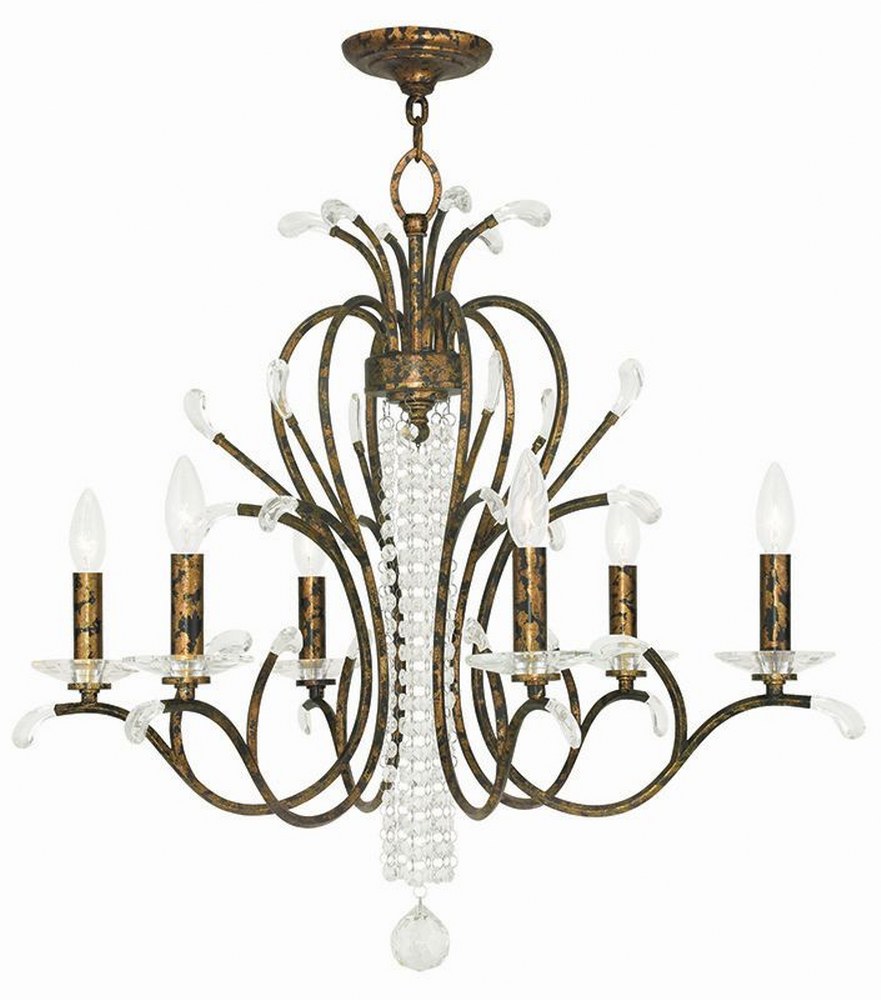 Livex Lighting-51006-71-Serafina - 6 Light Chandelier in Serafina Style - 28 Inches wide by 26 Inches high Hand Applied Venetian Golden Bronze  Brushed Nickel Finish with Clear Crystal