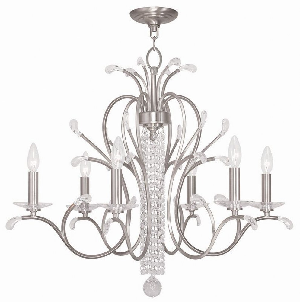 Livex Lighting-51006-91-Serafina - 6 Light Chandelier in Serafina Style - 28 Inches wide by 26 Inches high Brushed Nickel  Brushed Nickel Finish with Clear Crystal