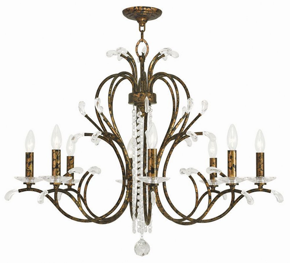 Livex Lighting-51008-71-Serafina - 8 Light Chandelier in Serafina Style - 33 Inches wide by 27.5 Inches high Hand Applied Venetian Golden Bronze  Brushed Nickel Finish with Clear Crystal