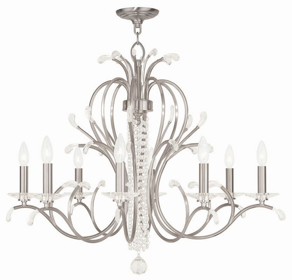 Livex Lighting-51008-91-Serafina - 8 Light Chandelier in Serafina Style - 33 Inches wide by 27.5 Inches high Brushed Nickel  Brushed Nickel Finish with Clear Crystal