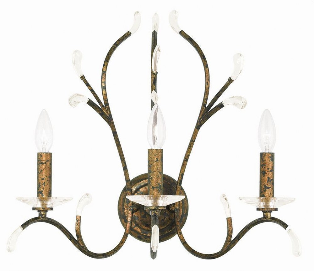 Livex Lighting-51013-71-Serafina - 3 Light Wall Sconce in Serafina Style - 19.75 Inches wide by 18 Inches high Hand Applied Venetian Golden Bronze  Brushed Nickel Finish with Clear Crystal