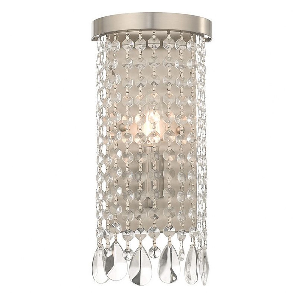 Livex Lighting-51061-91-Elizabeth - 1 Light ADA Wall Sconce in Elizabeth Style - 6 Inches wide by 12.5 Inches high   Brushed Nickel Finish with Clear Crystal