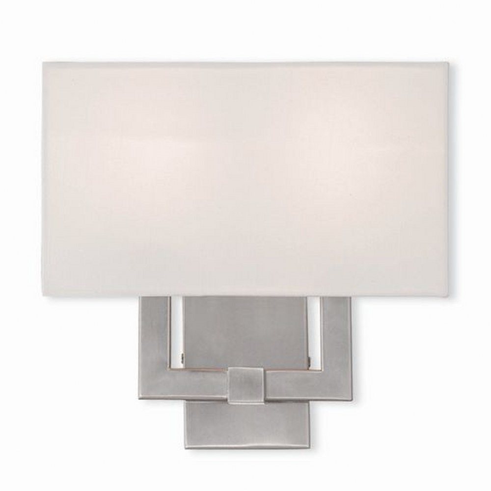 Livex Lighting-51103-91-Hollborn - 2 Light ADA Wall Sconce in Hollborn Style - 13 Inches wide by 12.63 Inches high Brushed Nickel  Brushed Nickel Finish with Off White Fabric Shade