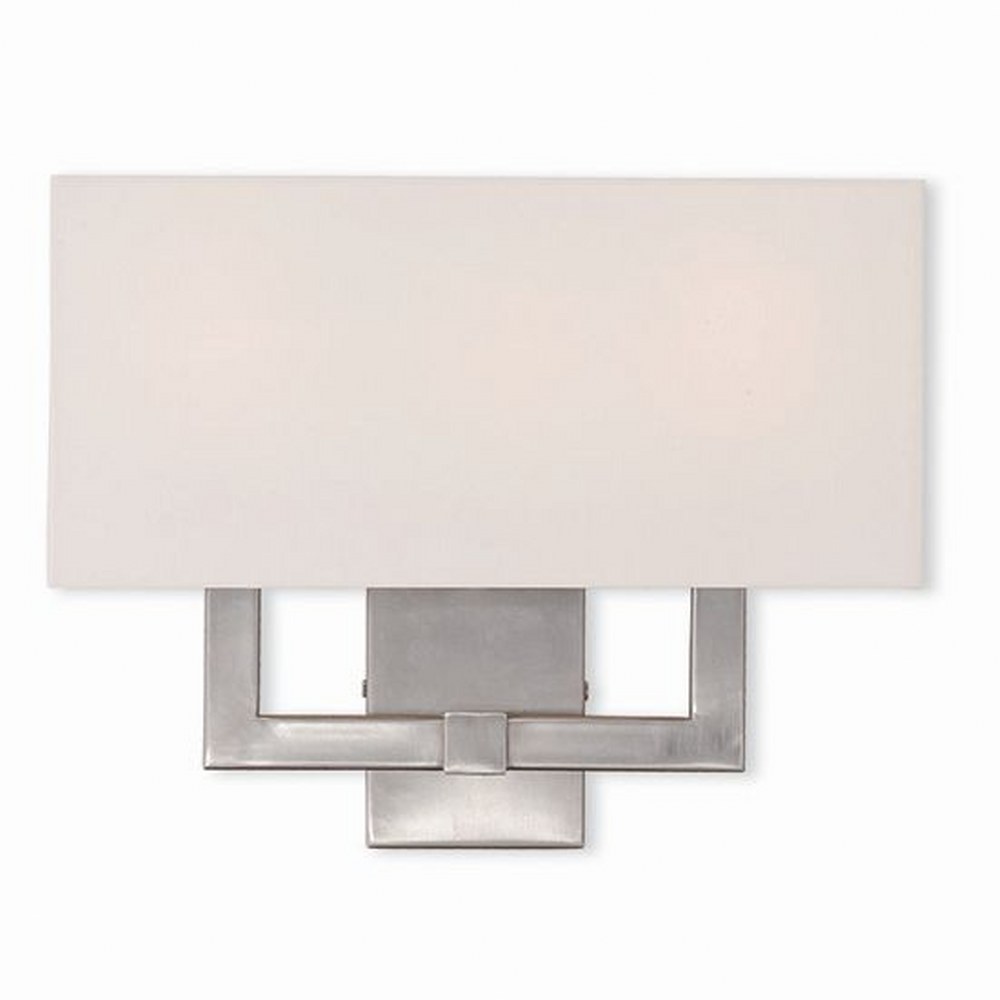 Livex Lighting-51104-91-Hollborn - 3 Light Wall Sconce in Hollborn Style - 16 Inches wide by 12.5 Inches high   Brushed Nickel Finish with Off White Fabric Shade