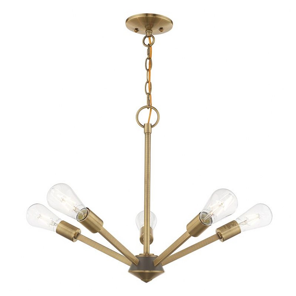 Livex Lighting-51155-01-Prague - Five Light Chandelier - 19.5 Inches wide by 18 Inches high Antique Brass/Bronze Brushed Nickel Finish