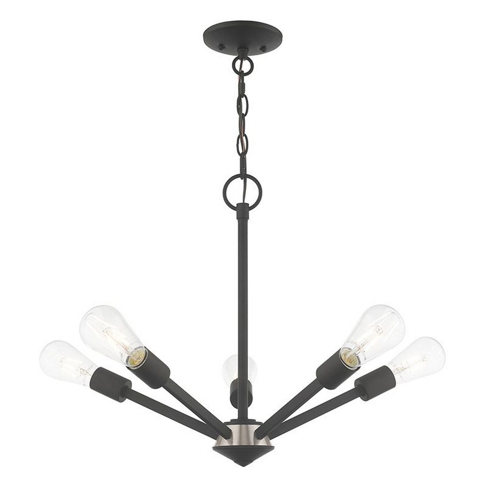 Livex Lighting-51155-04-Prague - Five Light Chandelier - 19.5 Inches wide by 18 Inches high Black  Brushed Nickel Finish