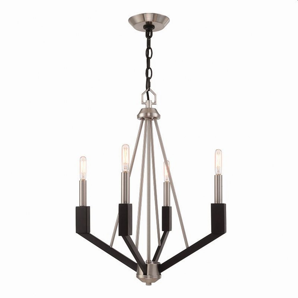 Livex Lighting-51164-91-Beckett - 4 Light Mini Chandelier in Beckett Style - 18 Inches wide by 22.5 Inches high   Brushed Nickel/Black Finish