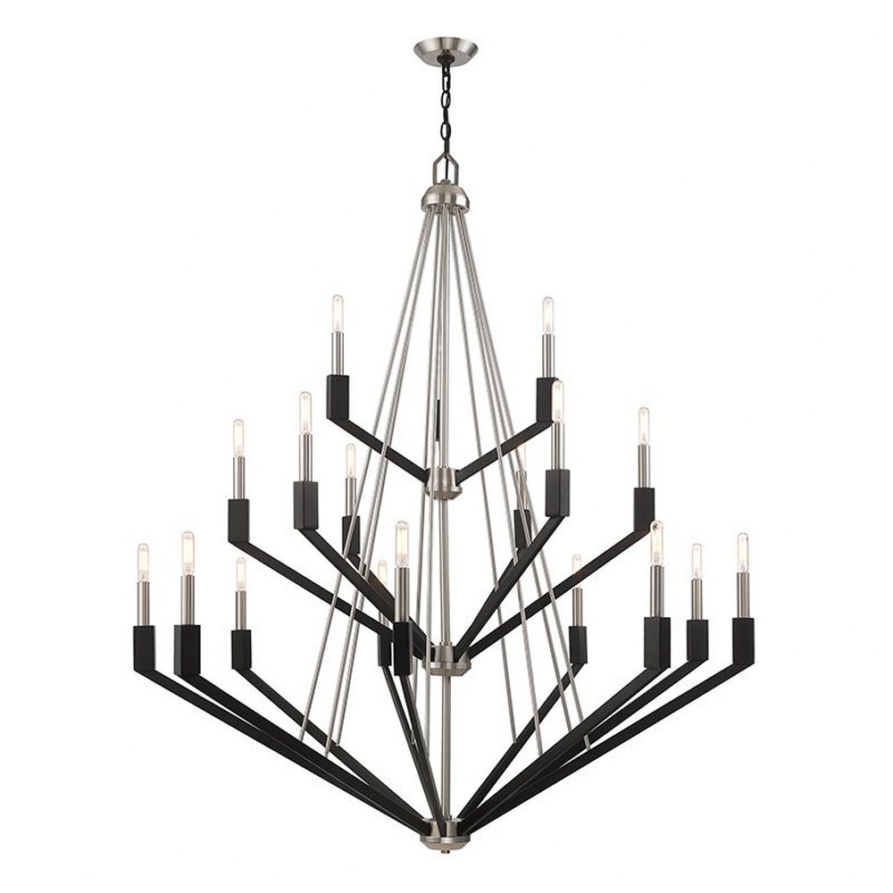 Livex Lighting-51169-91-Beckett - 18 Light Foyer Chandelier   Brushed Nickel/Black Finish