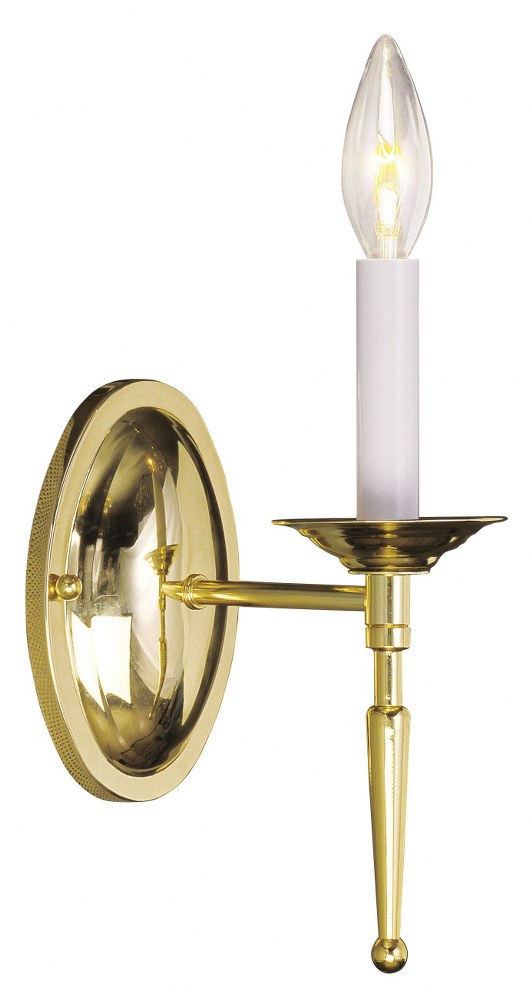 Livex Lighting-5121-02-Williamsburgh - 1 Light Wall Sconce in Williamsburgh Style - 4.25 Inches wide by 9.5 Inches high Polished Brass  Brushed Nickel Finish