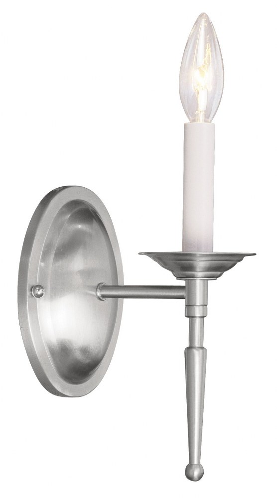 Livex Lighting-5121-91-Williamsburgh - 1 Light Wall Sconce in Williamsburgh Style - 4.25 Inches wide by 9.5 Inches high Brushed Nickel  Brushed Nickel Finish