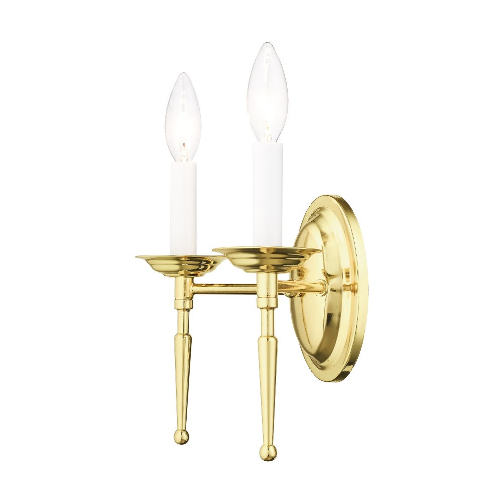 Livex Lighting-5122-02-Williamsburgh - 2 Light Wall Sconce in Williamsburgh Style - 9.5 Inches wide by 9.5 Inches high Polished Brass  Brushed Nickel Finish