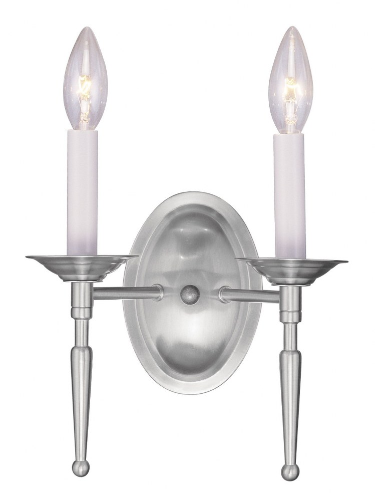 Livex Lighting-5122-91-Williamsburgh - 2 Light Wall Sconce in Williamsburgh Style - 9.5 Inches wide by 9.5 Inches high Brushed Nickel  Brushed Nickel Finish