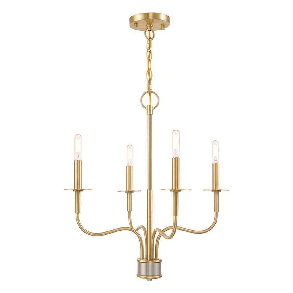 Livex Lighting-51324-12-Lisbon - 4 Light Mini Chandelier in Lisbon Style - 20 Inches wide by 22 Inches high   Satin Brass Finish