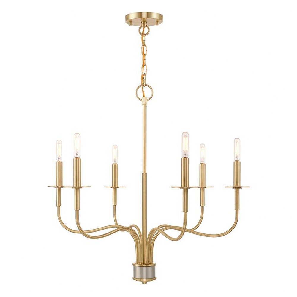 Livex Lighting-51326-12-Lisbon - 6 Light Chandelier in Lisbon Style - 26 Inches wide by 25 Inches high   Satin Brass Finish