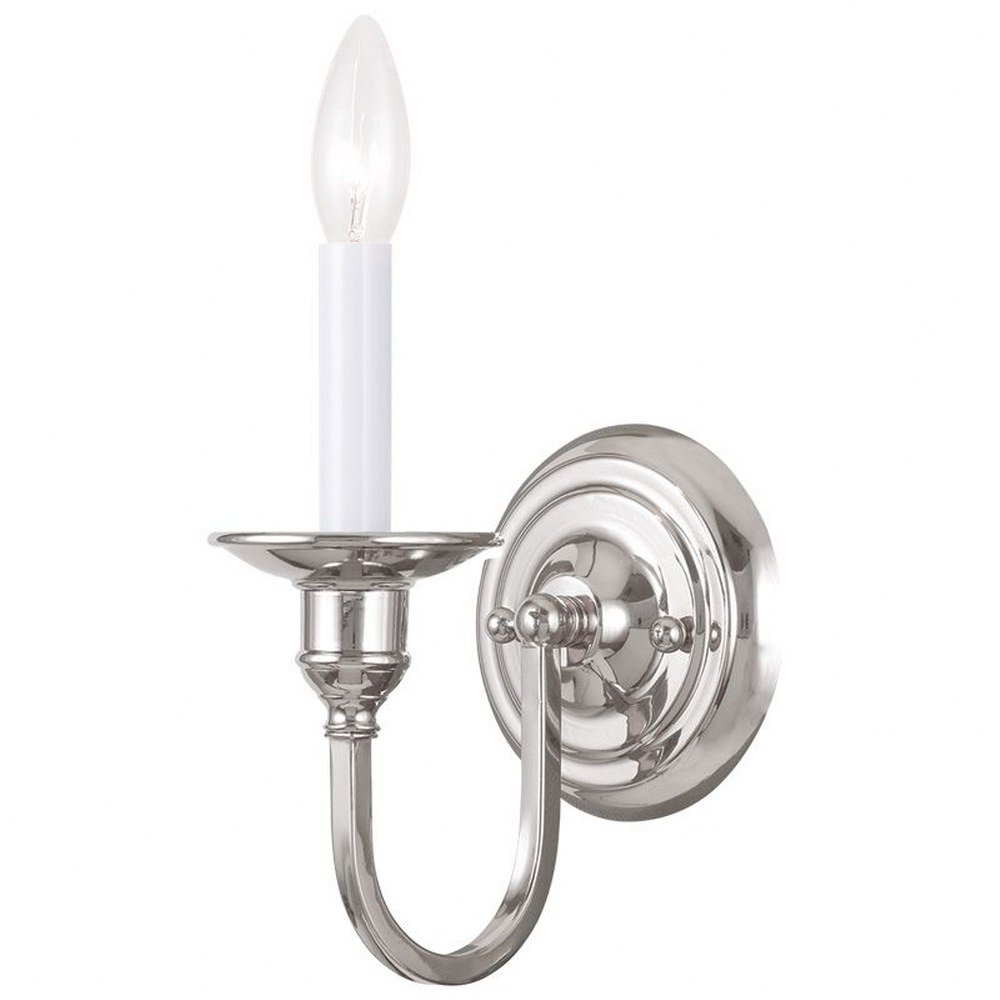 Livex Lighting-5141-35-Cranford - 1 Light Wall Sconce in Cranford Style - 5 Inches wide by 12 Inches high Polished Nickel  Olde Bronze Finish