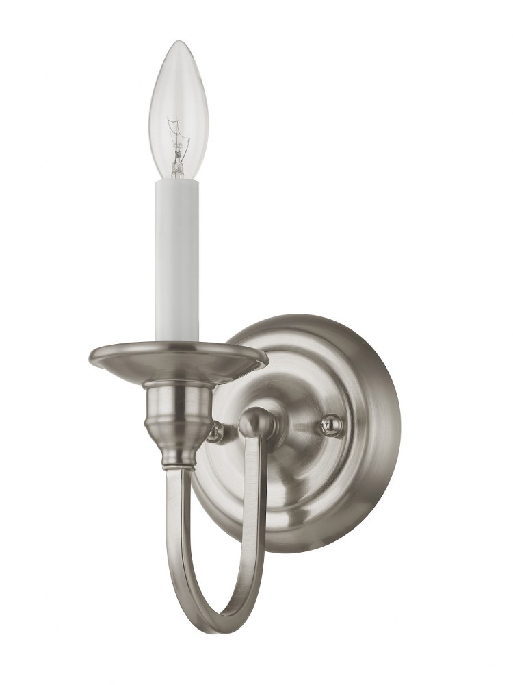 Livex Lighting-5141-91-Cranford - 1 Light Wall Sconce in Cranford Style - 5 Inches wide by 12 Inches high Brushed Nickel  Olde Bronze Finish