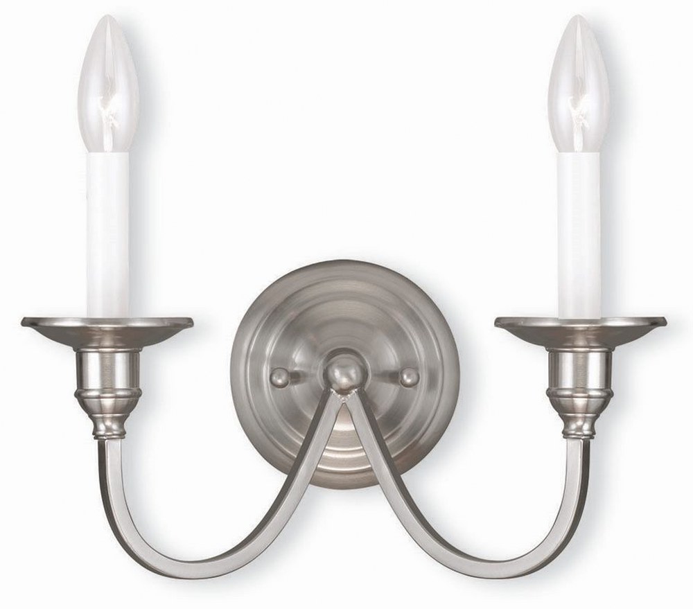 Livex Lighting-5142-91-Cranford - 2 Light Wall Sconce in Cranford Style - 13 Inches wide by 12 Inches high Brushed Nickel  Olde Bronze Finish