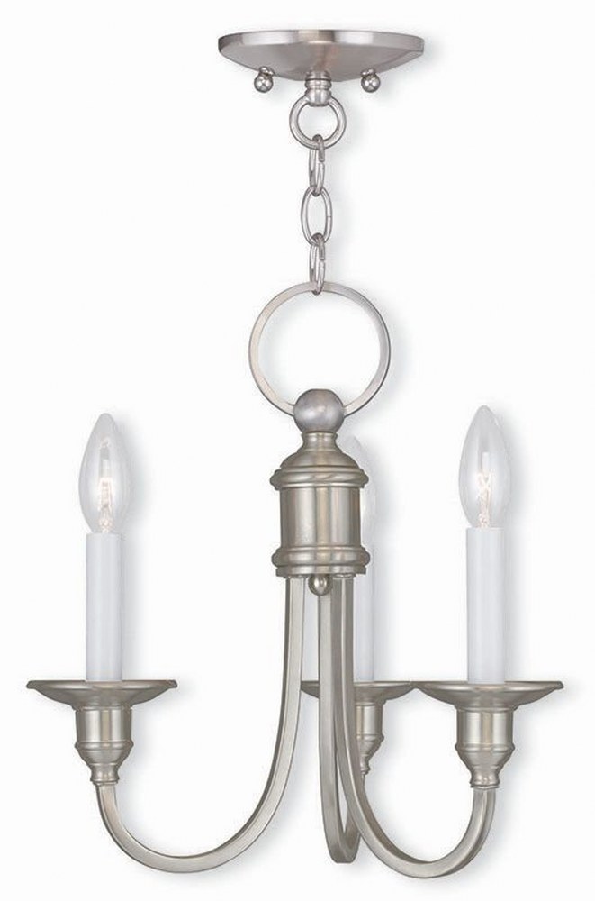 Livex Lighting-5143-91-Cranford - 3 Light Convertible Mini Chandelier in Cranford Style - 14 Inches wide by 14 Inches high Brushed Nickel  Olde Bronze Finish