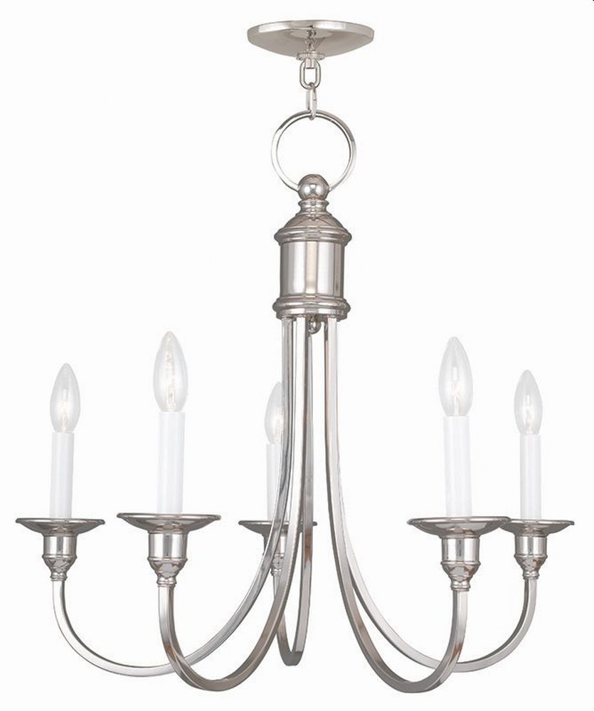 Livex Lighting-5145-35-Cranford - 5 Light Chandelier in Cranford Style - 24 Inches wide by 22 Inches high Polished Nickel  Olde Bronze Finish