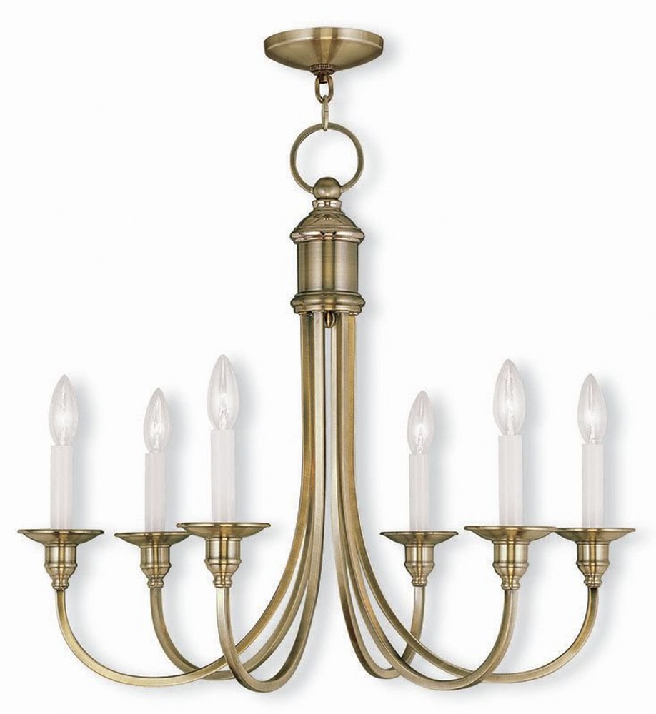 Livex Lighting-5146-01-Cranford - 6 Light Chandelier in Cranford Style - 26 Inches wide by 23.25 Inches high Antique Brass  Olde Bronze Finish