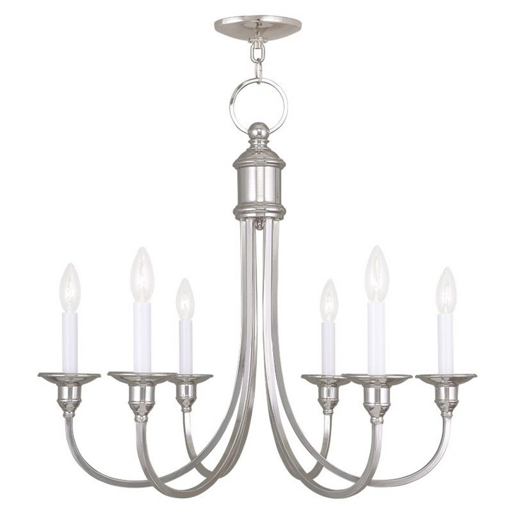 Livex Lighting-5146-35-Cranford - 6 Light Chandelier in Cranford Style - 26 Inches wide by 23.25 Inches high Polished Nickel  Olde Bronze Finish