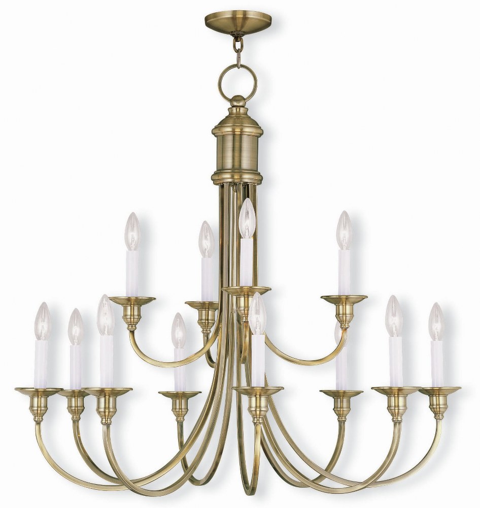 Livex Lighting-5149-01-Cranford - Twevle Light 2-Tier Chandelier   Antique Brass Finish