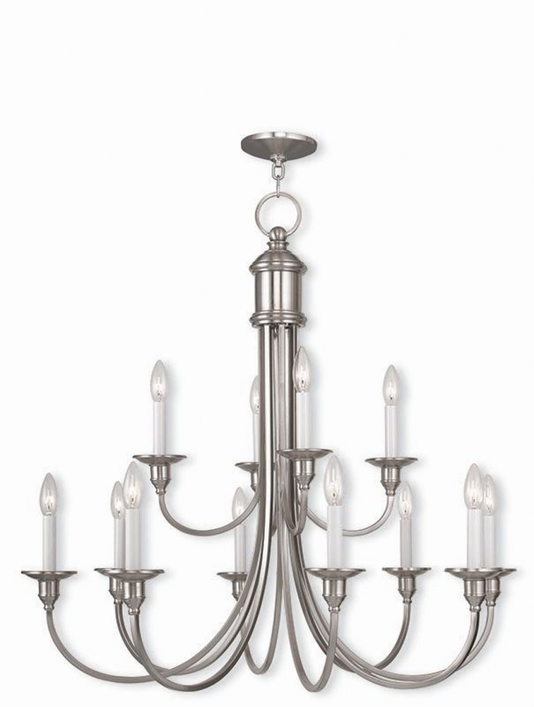 Livex Lighting-5149-91-Cranford - 12 Light Chandelier in Cranford Style - 34 Inches wide by 32 Inches high Brushed Nickel  Olde Bronze Finish