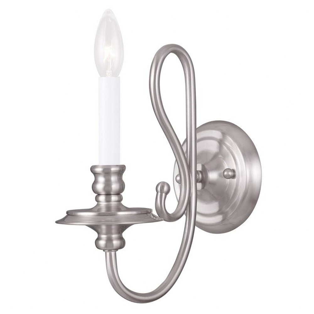 Livex Lighting-5161-91-Caldwell - 1 Light Wall Sconce in Caldwell Style - 6 Inches wide by 11 Inches high   Brushed Nickel Finish