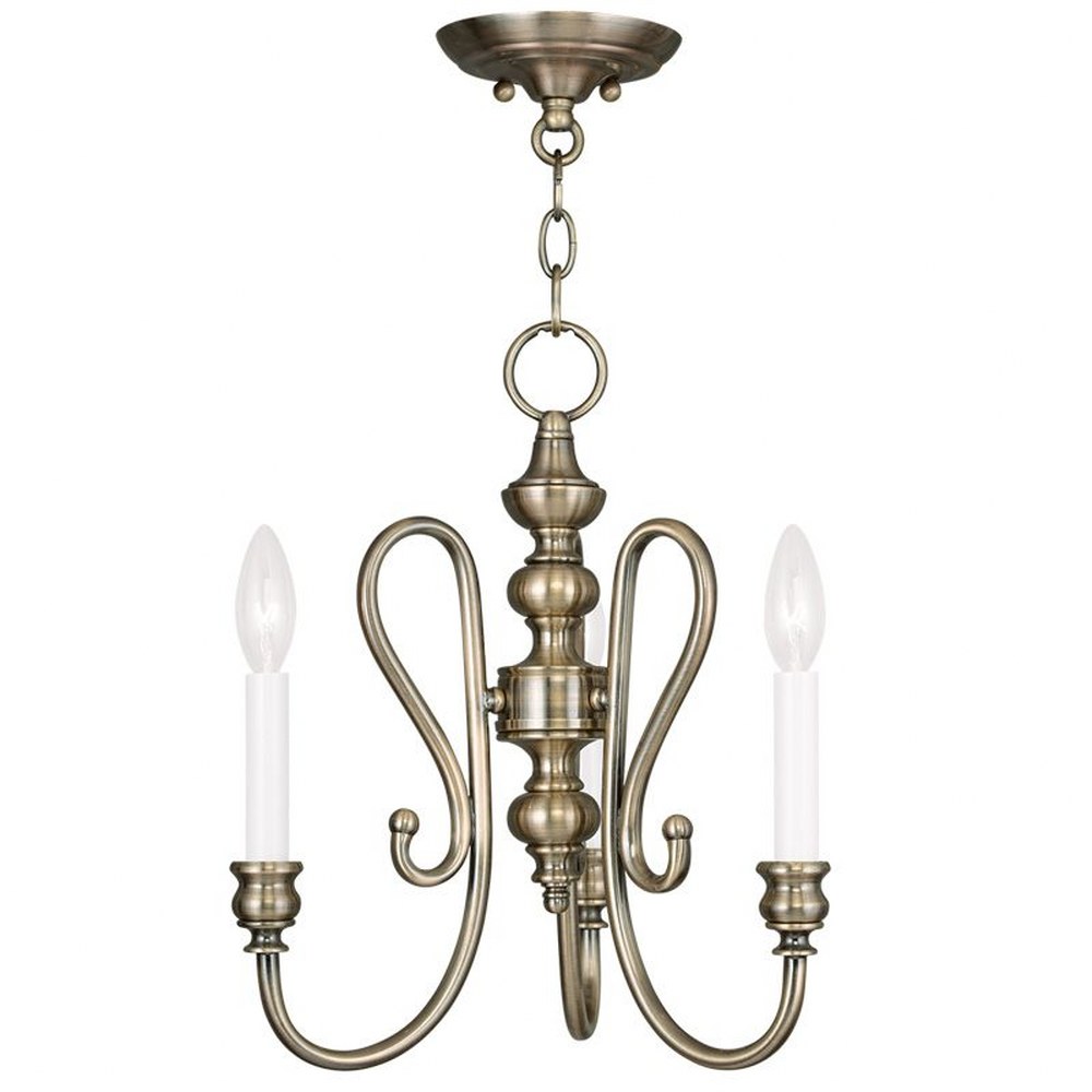 Livex Lighting-5163-01-Caldwell - 3 Light Convertible Mini Chandelier in Caldwell Style - 14 Inches wide by 15 Inches high Antique Brass  Polished Nickel Finish