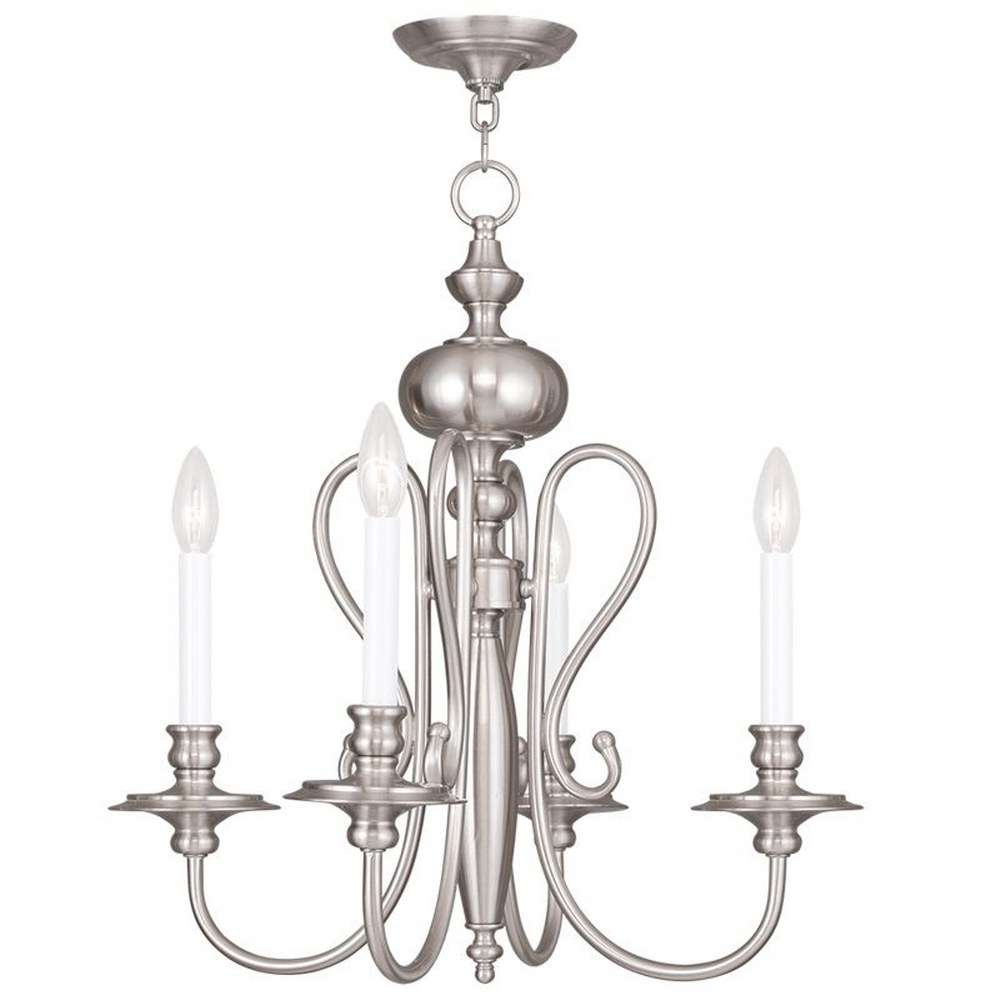 Livex Lighting-5164-91-Caldwell - 4 Light Chandelier in Caldwell Style - 22 Inches wide by 22 Inches high Brushed Nickel  Brushed Nickel Finish