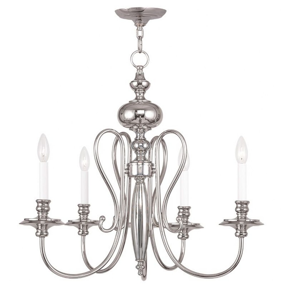 Livex Lighting-5165-35-Caldwell - 5 Light Chandelier in Caldwell Style - 25 Inches wide by 22.25 Inches high Polished Nickel  Brushed Nickel Finish