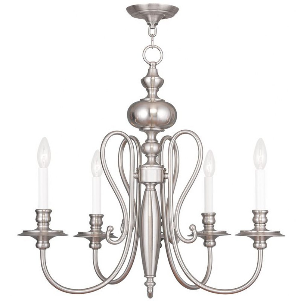 Livex Lighting-5165-91-Caldwell - 5 Light Chandelier in Caldwell Style - 25 Inches wide by 22.25 Inches high Brushed Nickel  Brushed Nickel Finish