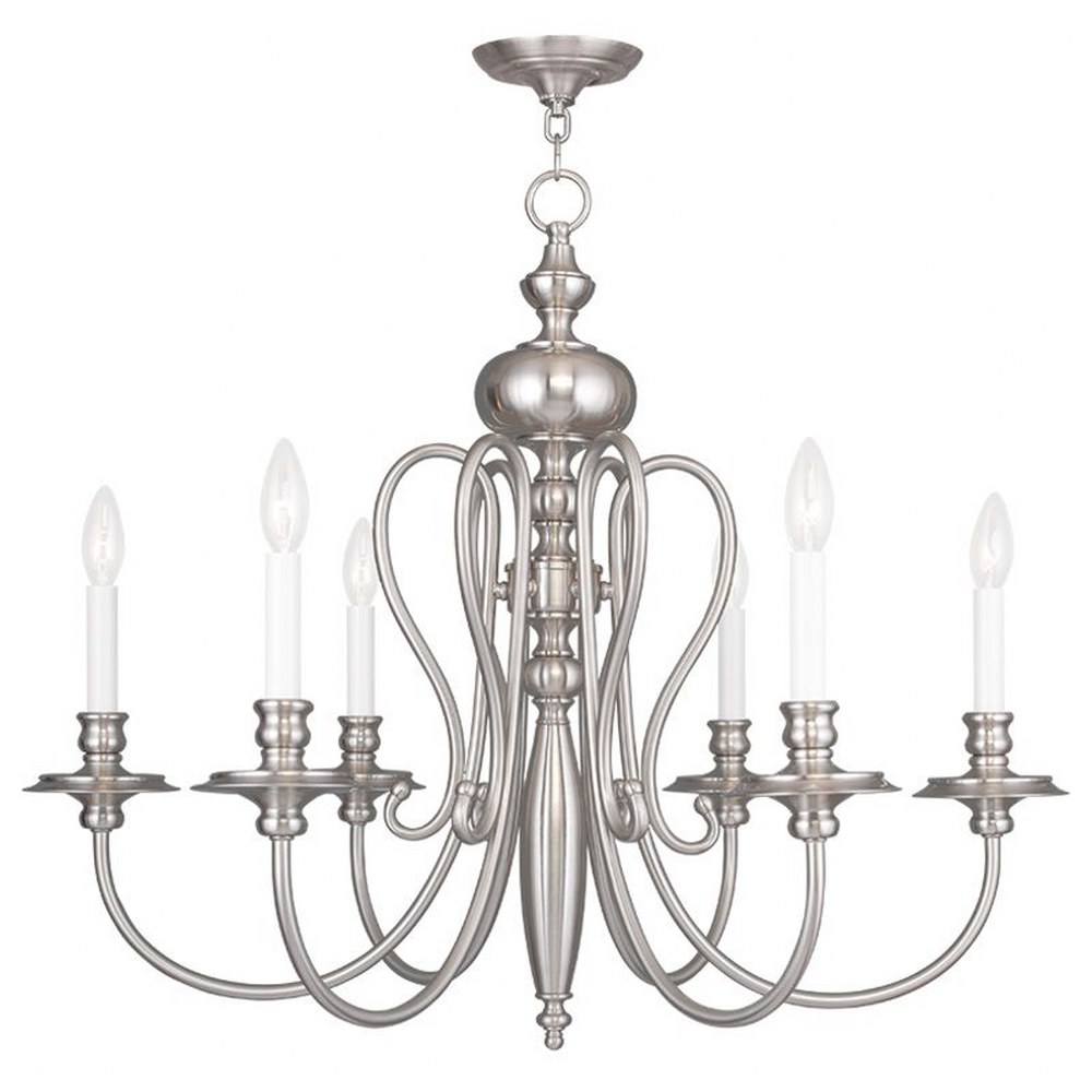 Livex Lighting-5166-91-Caldwell - 6 Light Chandelier in Caldwell Style - 30 Inches wide by 24 Inches high Brushed Nickel  Brushed Nickel Finish