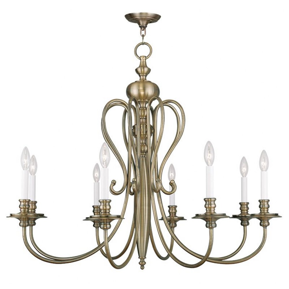 Livex Lighting-5168-01-Caldwell - 8 Light Chandelier in Caldwell Style - 35 Inches wide by 31.5 Inches high Antique Brass  Brushed Nickel Finish