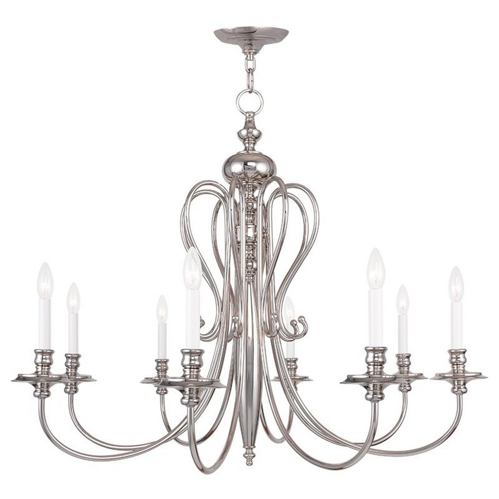 Livex Lighting-5168-35-Caldwell - 8 Light Chandelier in Caldwell Style - 35 Inches wide by 31.5 Inches high Polished Nickel  Brushed Nickel Finish