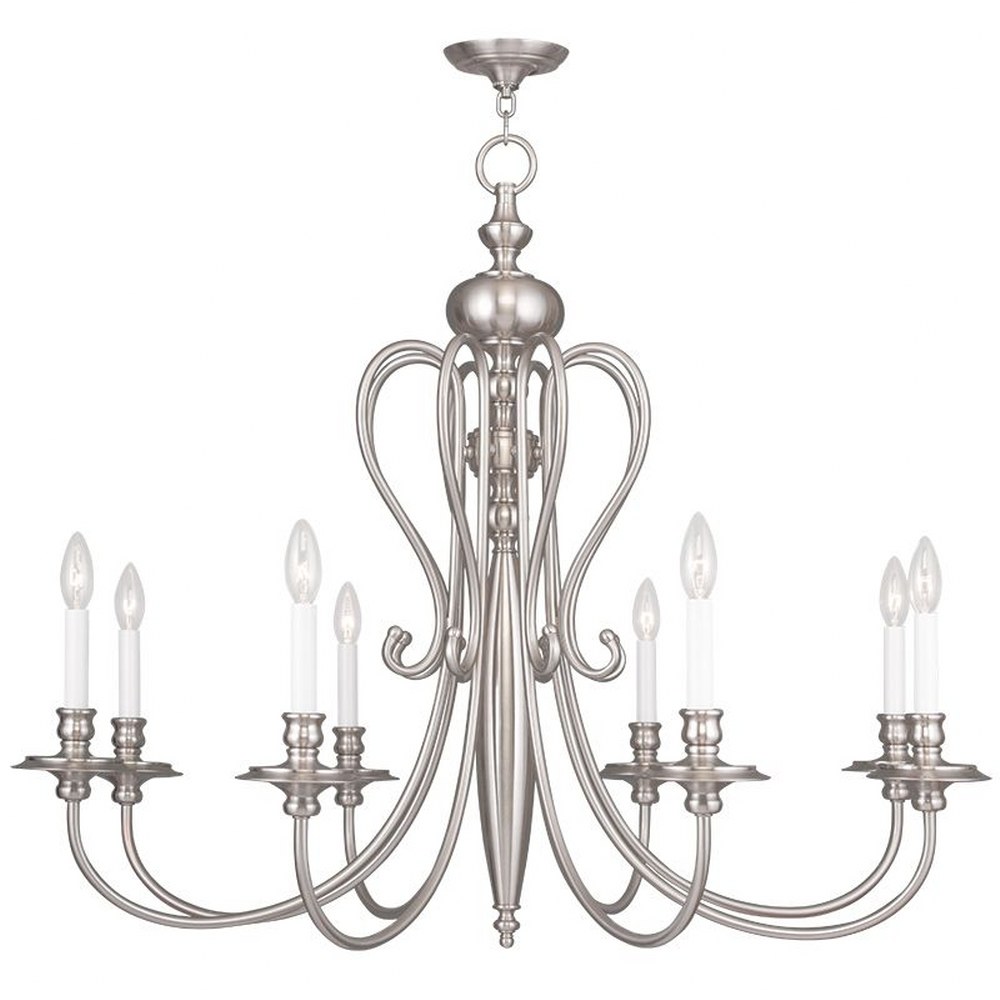 Livex Lighting-5168-91-Caldwell - 8 Light Chandelier in Caldwell Style - 35 Inches wide by 31.5 Inches high Brushed Nickel  Brushed Nickel Finish