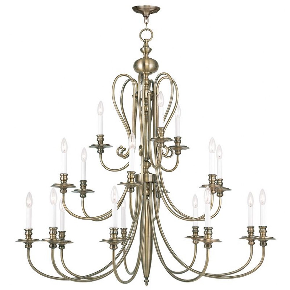 Livex Lighting-5179-01-Caldwell - 18 Light Chandelier in Caldwell Style - 46 Inches wide by 44 Inches high   Antique Brass Finish