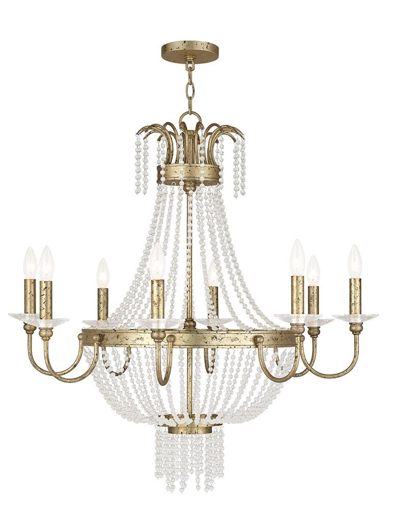 Livex Lighting-51848-28-Valentina - 8 Light Chandelier in Valentina Style - 32 Inches wide by 32.5 Inches high Winter Gold  Brushed Nickel Finish with Clear Crystal