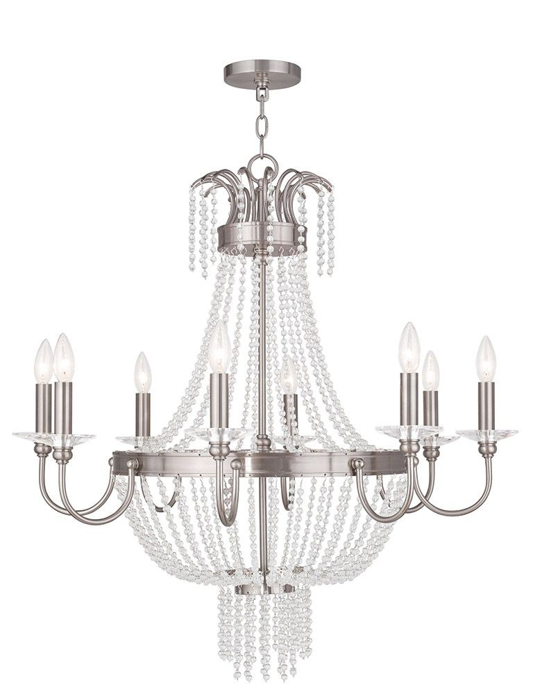 Livex Lighting-51848-91-Valentina - 8 Light Chandelier in Valentina Style - 32 Inches wide by 32.5 Inches high Brushed Nickel  Brushed Nickel Finish with Clear Crystal