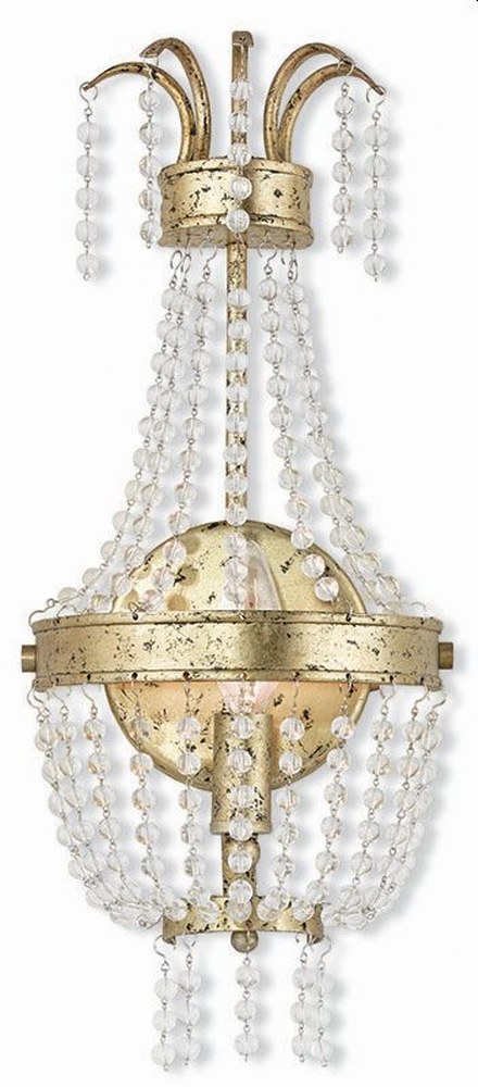 Livex Lighting-51872-28-Valentina - 1 Light Wall Sconce in Valentina Style - 7.5 Inches wide by 17.5 Inches high Winter Gold  Brushed Nickel Finish with Clear Crystal