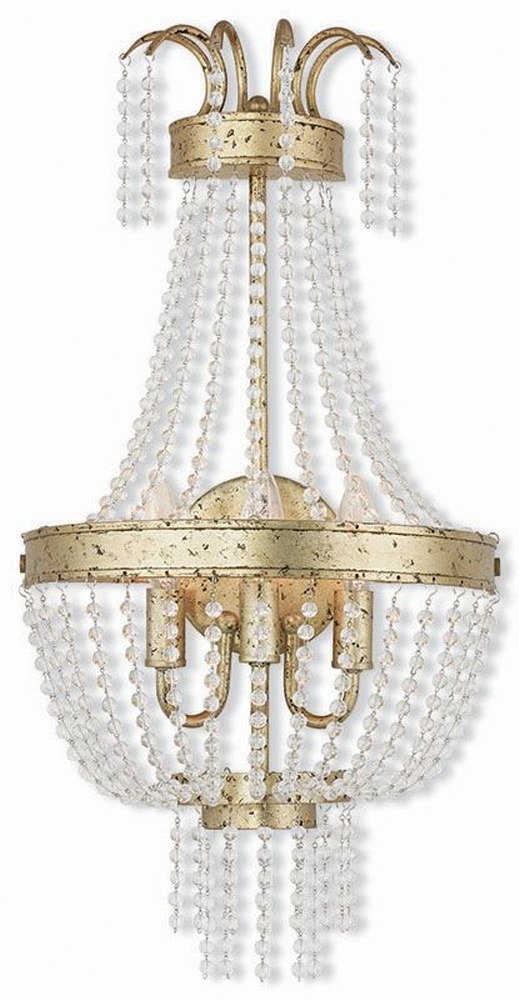 Livex Lighting-51874-28-Valentina - 3 Light Wall Sconce in Valentina Style - 12.75 Inches wide by 24.5 Inches high Winter Gold  Brushed Nickel Finish with Clear Crystal