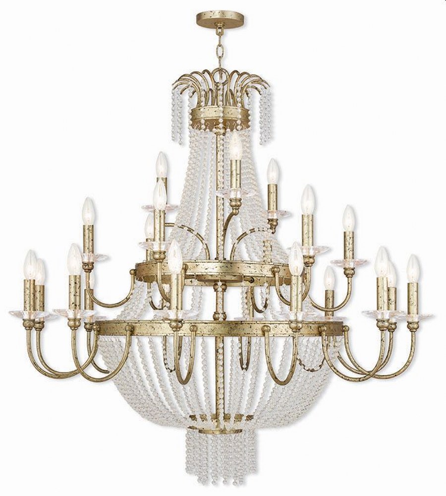 Livex Lighting-51877-28-Valentina - 21 Light Foyer Chandelier in Valentina Style - 42 Inches wide by 42.75 Inches high Winter Gold  Brushed Nickel Finish with Clear Crystal