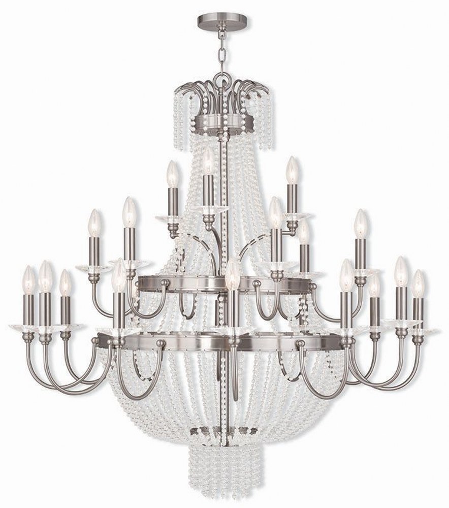 Livex Lighting-51877-91-Valentina - 21 Light Foyer Chandelier in Valentina Style - 42 Inches wide by 42.75 Inches high Brushed Nickel  Brushed Nickel Finish with Clear Crystal