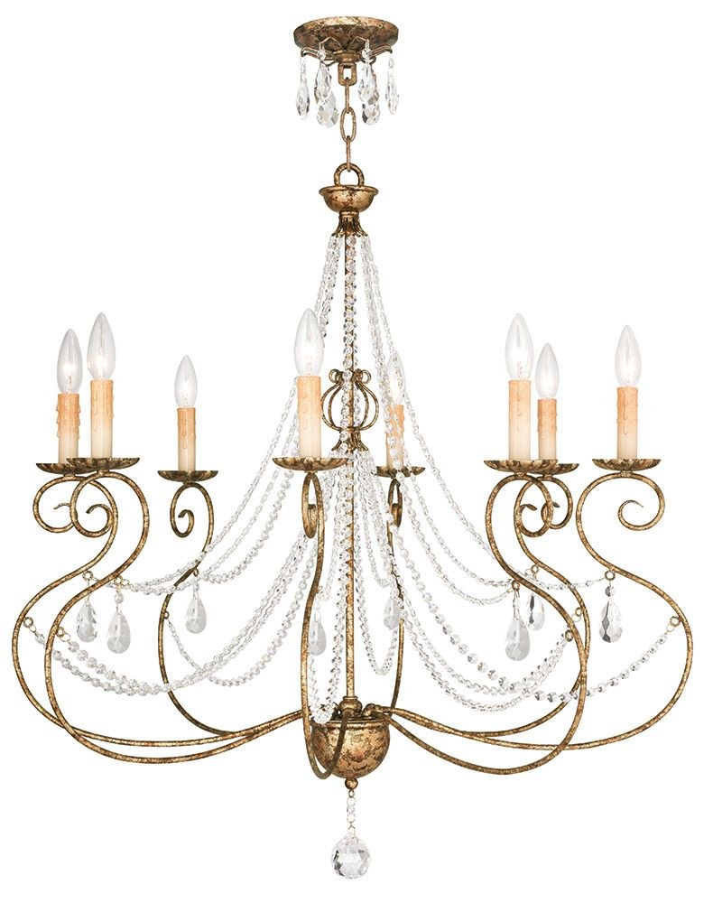 Livex Lighting-51908-36-Isabella - 8 Light Chandelier in Isabella Style - 31.5 Inches wide by 32.75 Inches high   Hand Applied European Bronze Finish with Clear Crystal