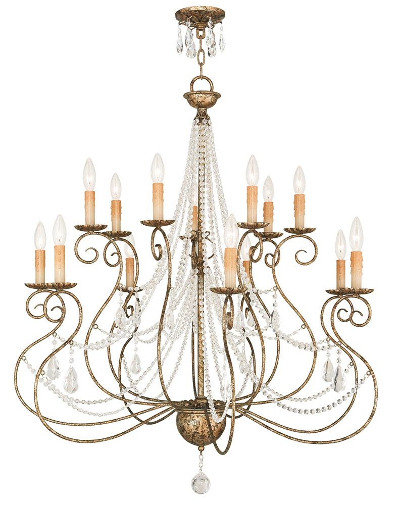 Livex Lighting-51910-36-Isabella - 14 Light Foyer Chandelier in Isabella Style - 36 Inches wide by 41.25 Inches high   Hand Applied European Bronze Finish with Clear Crystal