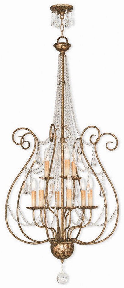 Livex Lighting-51911-36-Isabella - 9 Light Foyer Chandelier in Isabella Style - 24 Inches wide by 51.75 Inches high   Hand Applied European Bronze Finish with Clear Crystal