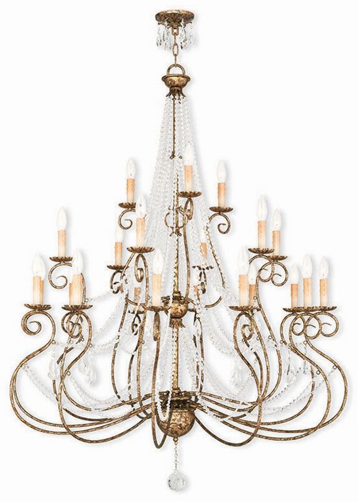 Livex Lighting-51919-36-Isabella - 21 Light Foyer Chandelier in Isabella Style - 42.5 Inches wide by 54.25 Inches high   Hand Applied European Bronze Finish with Clear Crystal